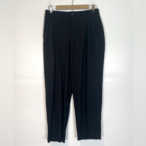 Como Sport Women's Wool Pleated Pants Size 12 Black Lagenlook High Rise Italy - Picture 1 of 9